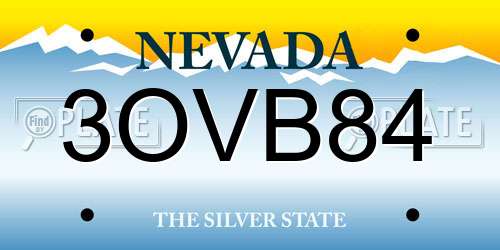 3OVB84 Nevada License Plate
