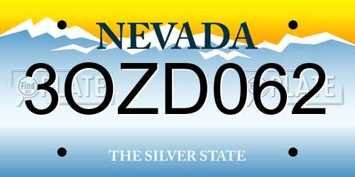 3OZD062 Nevada License Plate