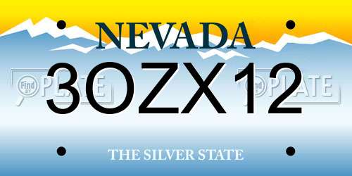 3OZX12 Nevada License Plate
