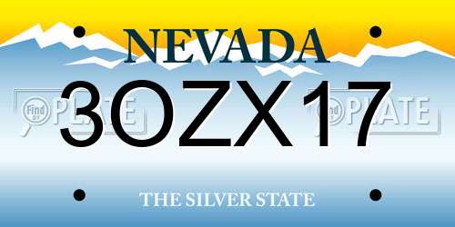 3OZX17 Nevada License Plate