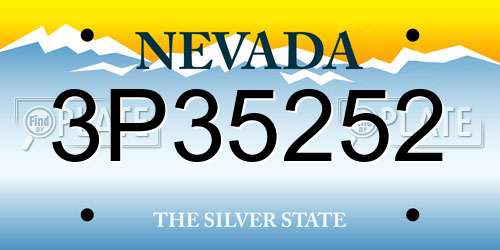 3P35252 Nevada License Plate