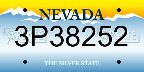 3P38252 Nevada License Plate