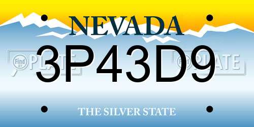 3P43D9 Nevada License Plate