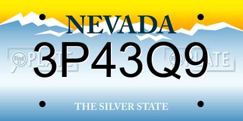 3P43Q9 Nevada License Plate