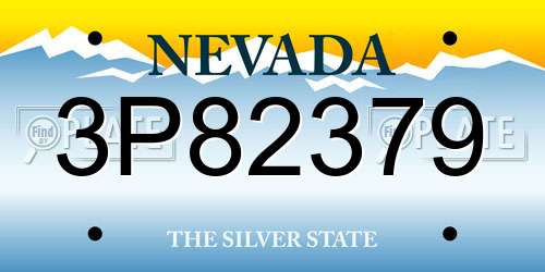 3P82379 Nevada License Plate