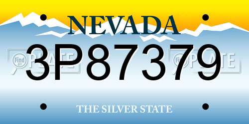 3P87379 Nevada License Plate