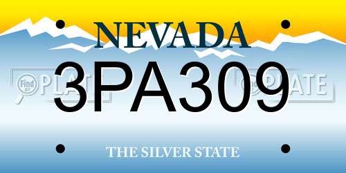 3PA309 Nevada License Plate