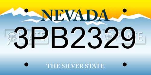 3PB2329 Nevada License Plate