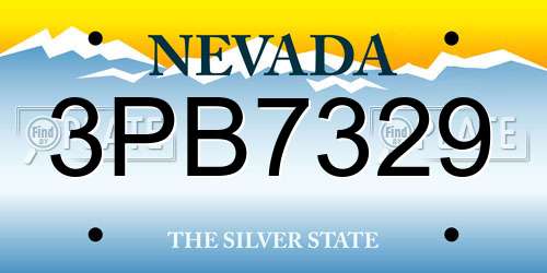 3PB7329 Nevada License Plate