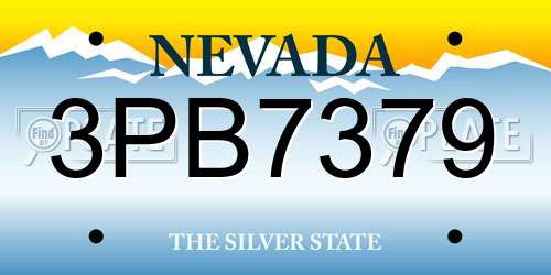 3PB7379 Nevada License Plate