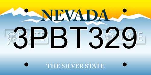3PBT329 Nevada License Plate