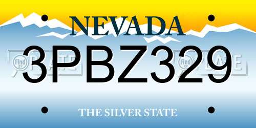 3PBZ329 Nevada License Plate