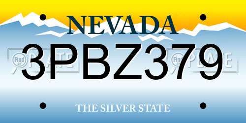 3PBZ379 Nevada License Plate