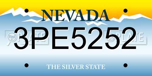 3PE5252 Nevada License Plate