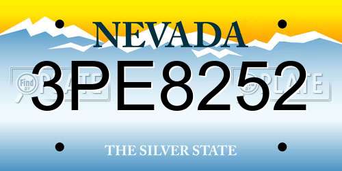 3PE8252 Nevada License Plate