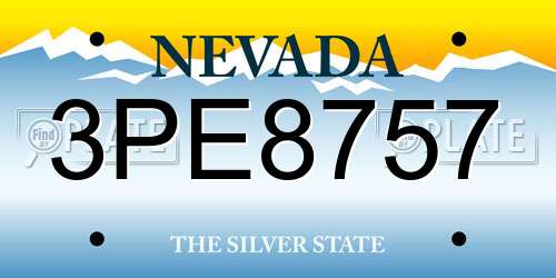3PE8757 Nevada License Plate