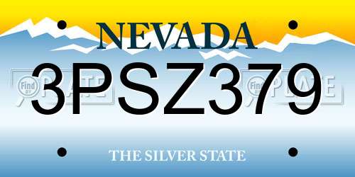 3PSZ379 Nevada License Plate