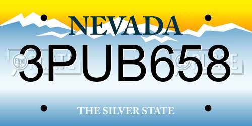 3PUB658 Nevada License Plate