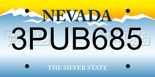 3PUB685 Nevada License Plate