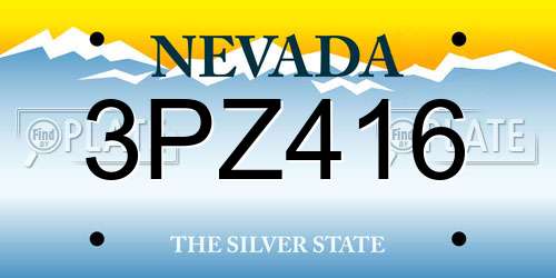 3PZ416 Nevada License Plate
