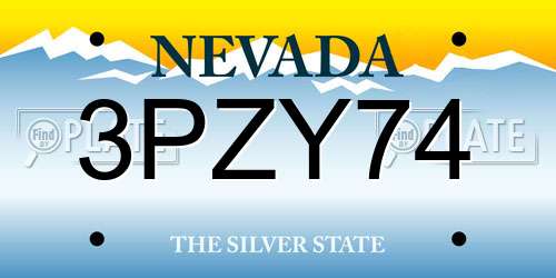 3PZY74 Nevada License Plate