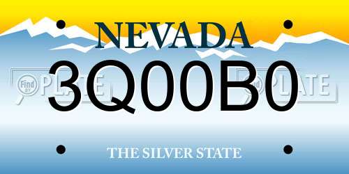 3Q00B0 Nevada License Plate