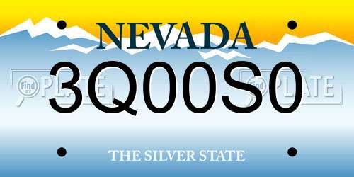 3Q00S0 Nevada License Plate