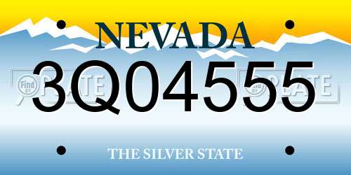 3Q04555 Nevada License Plate
