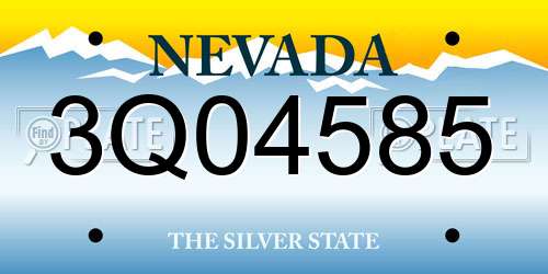 3Q04585 Nevada License Plate