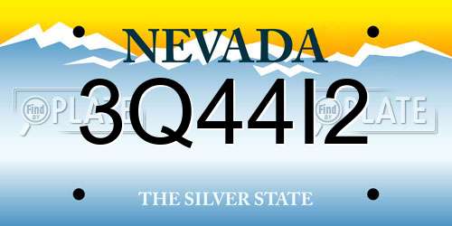 3Q44I2 Nevada License Plate