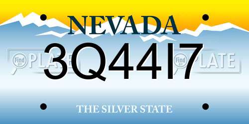 3Q44I7 Nevada License Plate