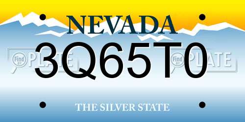 3Q65T0 Nevada License Plate