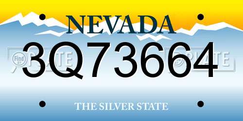 3Q73664 Nevada License Plate
