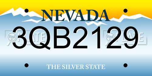 3QB2129 Nevada License Plate