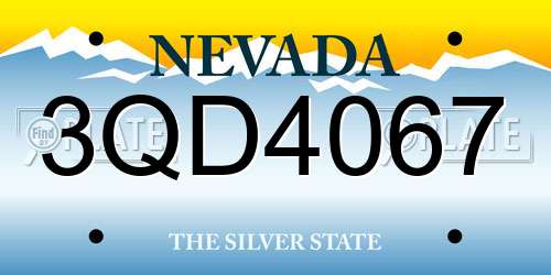 3QD4067 Nevada License Plate