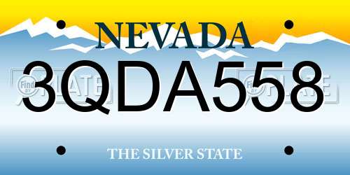 3QDA558 Nevada License Plate