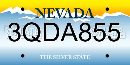 3QDA855 Nevada License Plate