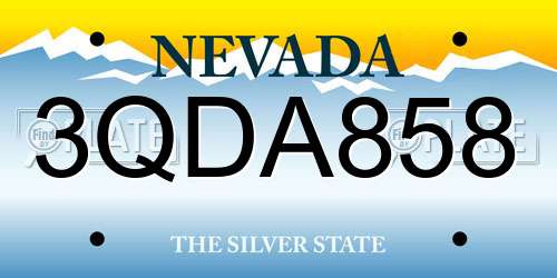 3QDA858 Nevada License Plate