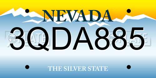 3QDA885 Nevada License Plate