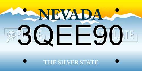 3QEE90 Nevada License Plate