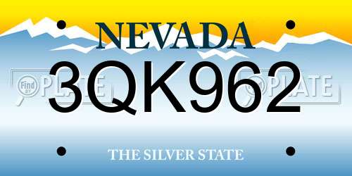 3QK962 Nevada License Plate