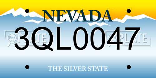 3QL0047 Nevada License Plate