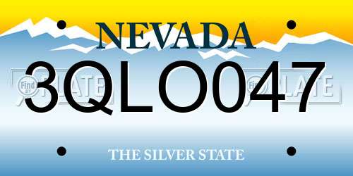 3QLO047 Nevada License Plate