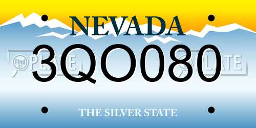 3QO080 Nevada License Plate