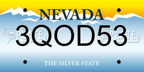 3QOD53 Nevada License Plate