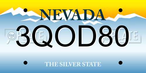 3QOD80 Nevada License Plate