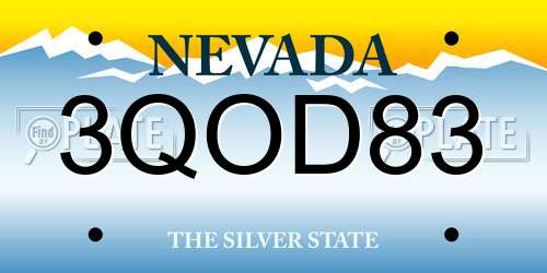 3QOD83 Nevada License Plate