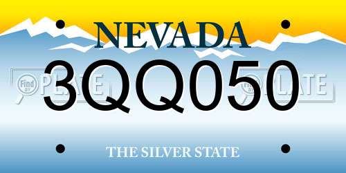 3QQ050 Nevada License Plate