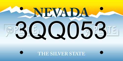 3QQ053 Nevada License Plate