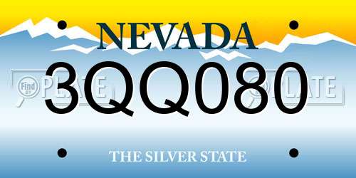 3QQ080 Nevada License Plate